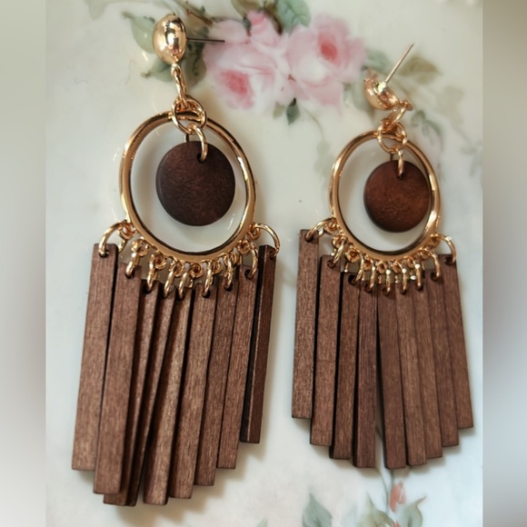 Boho statement earrings A55 - Picture 3 of 4